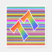 カラフルストライプイベント数+レインボーパターン「77」 スタンダードランチョンナプキン (正面)