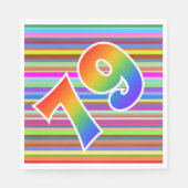 カラフルストライプイベント数+レインボーパターン「79」 スタンダードランチョンナプキン (正面)