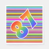 カラフルストライプイベント数+レインボーパターン「87」 スタンダードランチョンナプキン (正面)