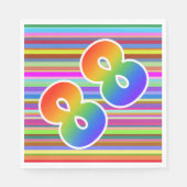 カラフルストライプイベント数+レインボーパターン"88" スタンダードランチョンナプキン (正面)