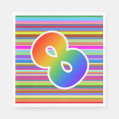 カラフルストライプイベント数+レインボーパターン「8」 スタンダードランチョンナプキン (正面)