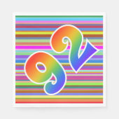 カラフルストライプイベント数+レインボーパターン"92" スタンダードランチョンナプキン (正面)