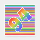 カラフルストライプイベント数+レインボーパターン"94" スタンダードランチョンナプキン (正面)