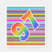 カラフルストライプイベント数+レインボーパターン「97」 スタンダードランチョンナプキン (正面)