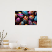 カラフルストライプイースター渦巻形の卵 ポスター (キッチン)