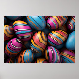 カラフルストライプイースター渦巻形の卵 ポスター