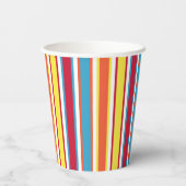 カラフルストライプオレンジ、青、黄、赤、白 紙コップ (裏面)