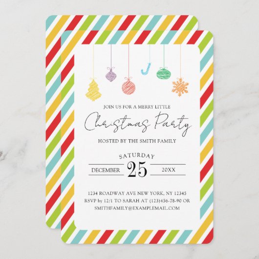 カラフルストライプクリスマス シーズンカード (正面/裏面)