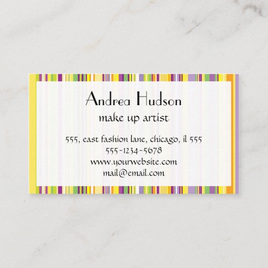 カラフルストライプストライプ、パタストライプのーン 名刺 (裏面)