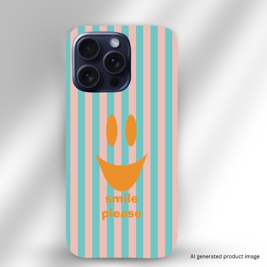 カラフルストライプスマイリーフェイス iPhoneケース