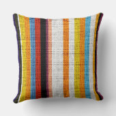カラフルストライプズBurlapリネン素朴ジュート#4 クッション (裏面)