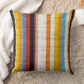 カラフルストライプズBurlapリネン素朴ジュート#4 クッション (ブランケット)