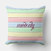 カラフルストライプソフトパステル水平線 クッション (正面)