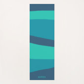 カラフルストライプティール(緑がかった色)ターコイズブルーストライプ名 ヨガマット (正面)