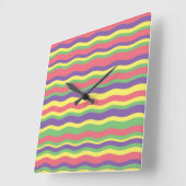カラフルストライプデザイン スクエア壁時計 (傾斜)