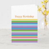 カラフルストライプハッピーバースデー名門私立校風のモダンお尻おもしろい カード (黄色い花)