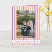 カラフルストライプハッピーバースデー カード (黄色い花)