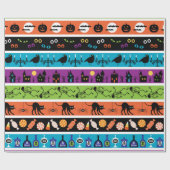 カラフルストライプハロウィン記号パターン ラッピングペーパー (フラット)