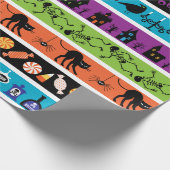 カラフルストライプハロウィン記号パターン ラッピングペーパー (角)