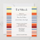 カラフルストライプバルミツワーレインボーストライプ 招待状 (正面)