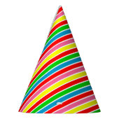 カラフルストライプバースデーパーティーハット パーティーハット (左)
