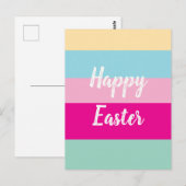 カラフルストライプパターンハッピーイースター ポストカード (正面/裏面)