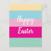 カラフルストライプパターンハッピーイースター ポストカード (正面)
