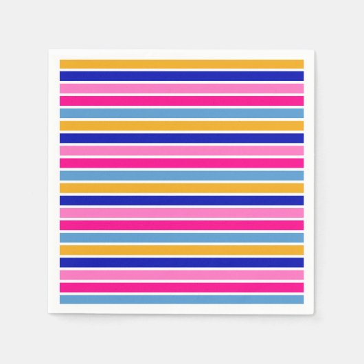 カラフルストライプパターン鮮明パーティー スタンダードカクテルナプキン (正面)