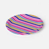カラフルストライプパターン鮮明パーティー ペーパープレート (アングル)