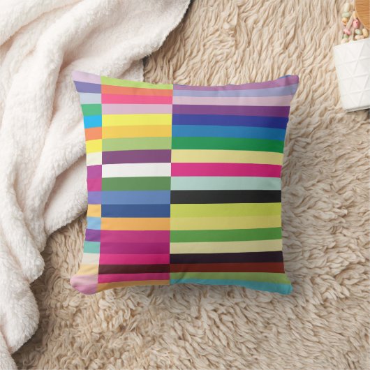 カラフルストライプパタ数々のーン色 クッション (ブランケット)