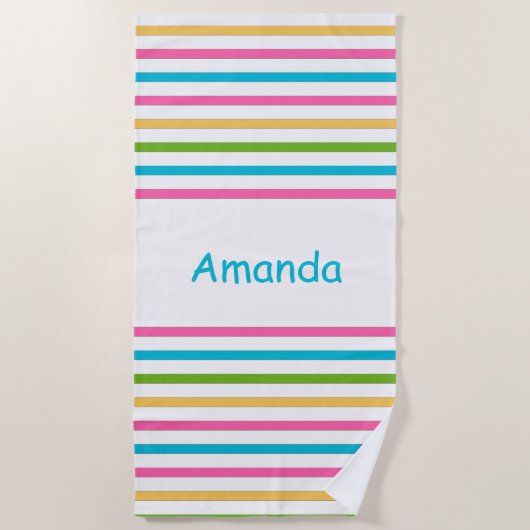 カラフルストライプビーチタオル ビーチタオル (正面)