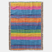 カラフルストライプフェイクDenimテクスチャ スローブランケット (正面縦)