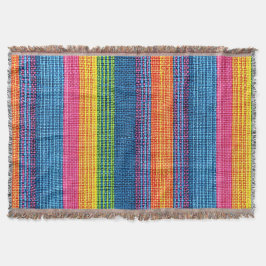 カラフルストライプフェイクDenimテクスチャ スローブランケット