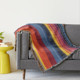 カラフルストライプフェイクDenimテクスチャ スローブランケット