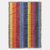 カラフルストライプフェイクDenimテクスチャ スローブランケット (正面縦)