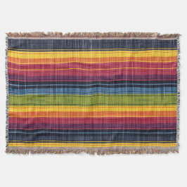 カラフルストライプフェイクDenimテクスチャ スローブランケット