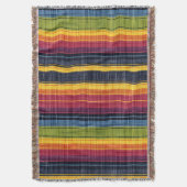 カラフルストライプフェイクDenimテクスチャ スローブランケット (正面縦)