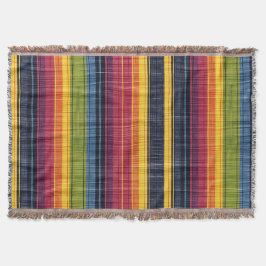 カラフルストライプフェイクDenimテクスチャ スローブランケット
