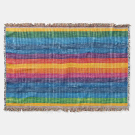 カラフルストライプフェイクDenimテクスチャ スローブランケット