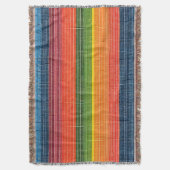 カラフルストライプフェイクDenimテクスチャ スローブランケット (正面縦)