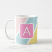 カラフルストライプフェミニンモノグラムカラフル コーヒーマグカップ (左)