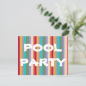 カラフルストライププールパーティの招待状 招待状 (スタンド正面)