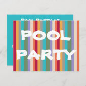 カラフルストライププールパーティの招待状 招待状 (正面/裏面)
