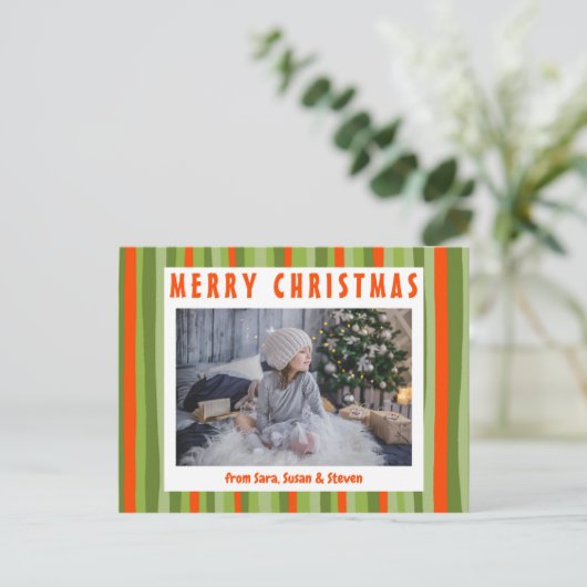 カラフルストライプミニマルカスタム主義PHOTO休日 ポストカード (スタンド正面)