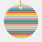カラフルストライプメリー&ブライトカスタムクリスマス セラミックオーナメント (裏面)