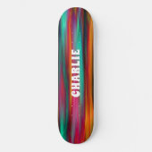 カラフルストライプモダン名前をカスタムする スケートボード (正面)