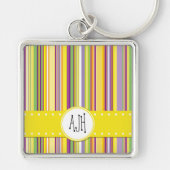 カラフルストライプレインボーストライプズ、モノグラム キーホルダー (正面)