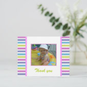 カラフルストライプ写真：ありがとうはがき ポストカード (スタンド正面)