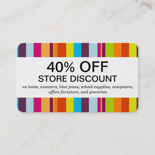 カラフルストライプ割引カード 割引カード (正面)