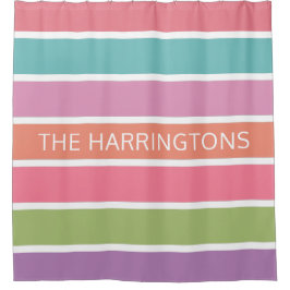 カラフルストライプ名前をカスタムするシャワー シャワーカーテン